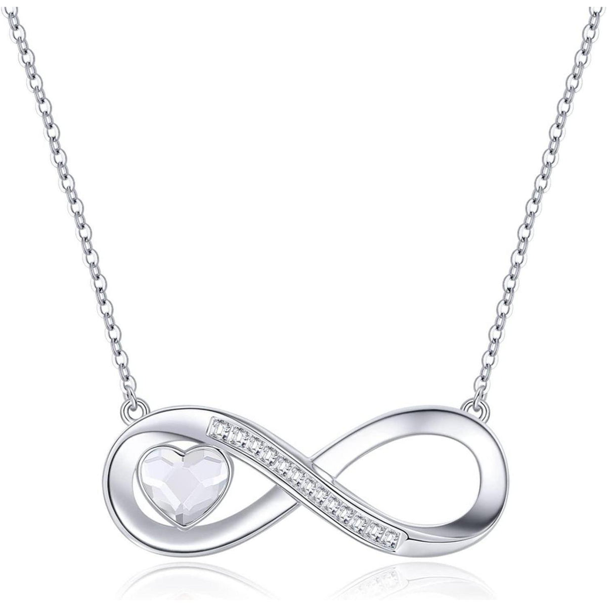 Silberne Infinity Herz Kette mit Geburtsstein – Damen Schmuck Geschenk