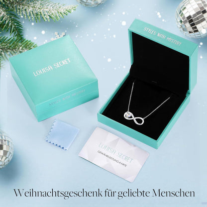 Silberne Infinity Herz Kette mit Geburtsstein – Damen Schmuck Geschenk