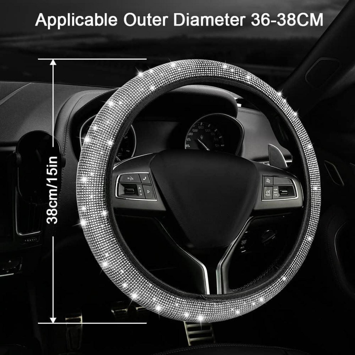 Glitzer Lenkradbezug Universal für Frauen Silber