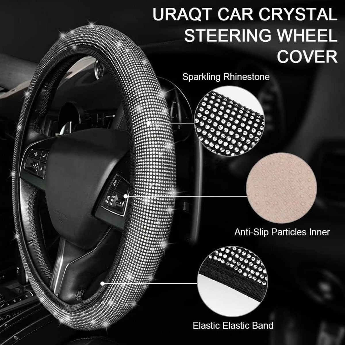 Glitzer Lenkradbezug Universal für Frauen Silber
