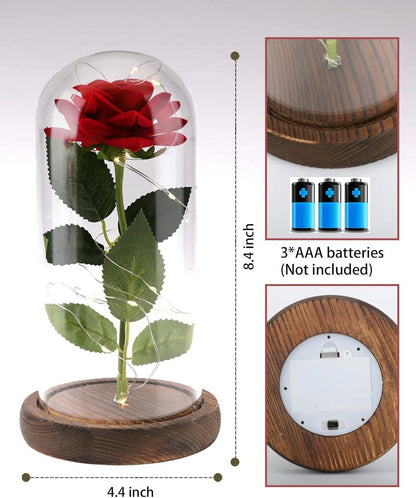 FAYODO Ewige Galaxie Rose LED Geschenk Holzsockel Muttertag Valentinstag