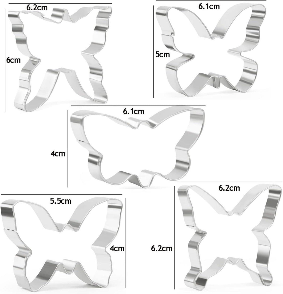 Schmetterlings-Ausstecher-Set Edelstahl Backform Osterkeks 5-teilig