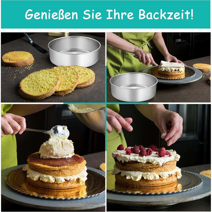 Runde Edelstahl Backform 2er Set | 24cm Kuchenform, 7cm tief