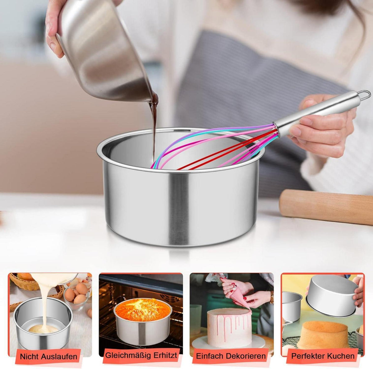 Homikit 2er Set Runde Backform Edelstahl 16cm Hochwertig & Spiegelpoliert