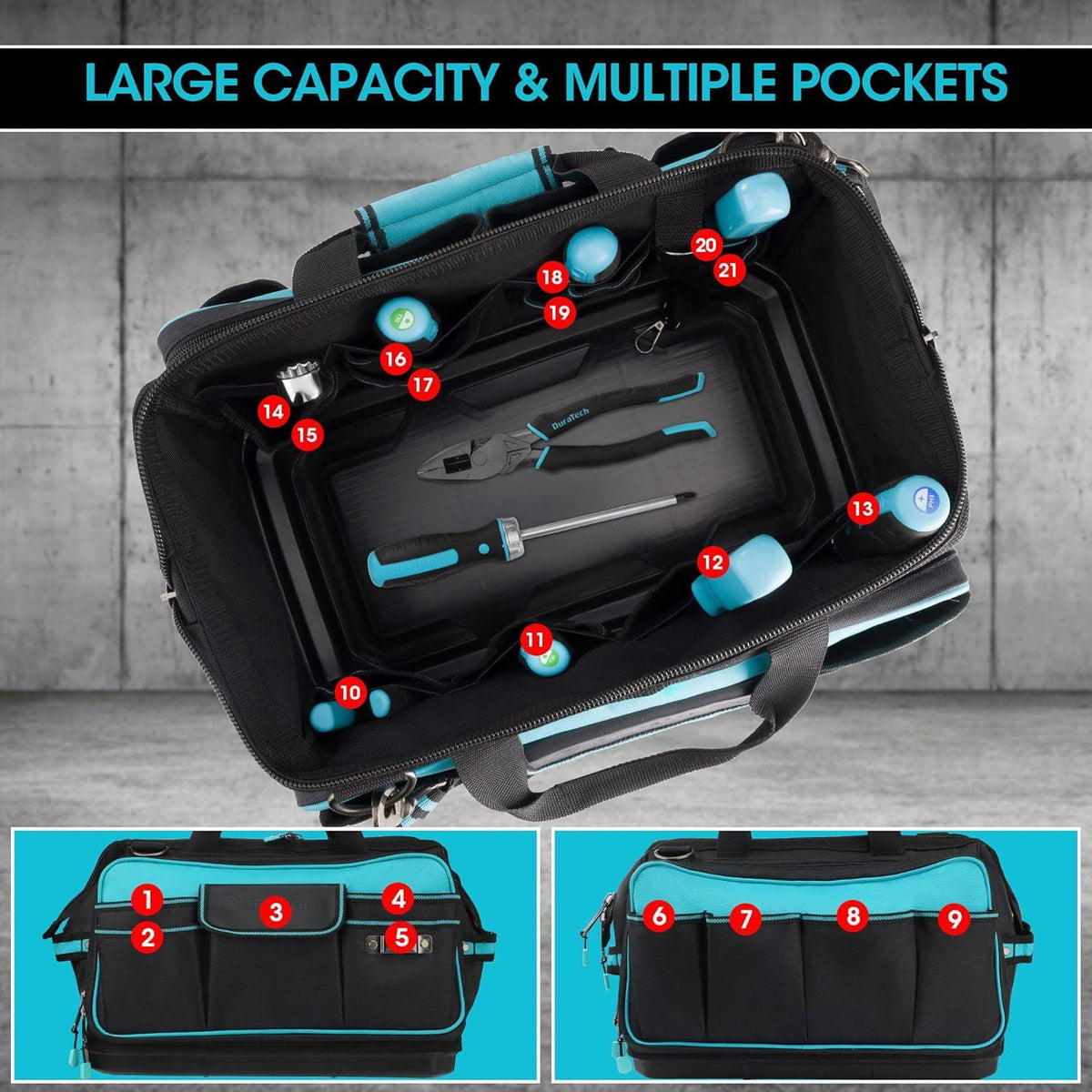 Werkzeugtasche Elektriker Wasserdicht 43CM Profi 840D Polyester 32