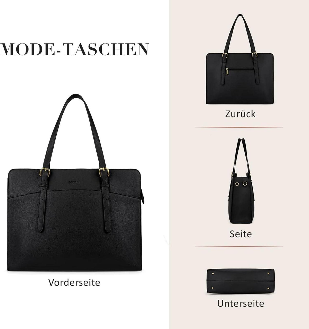 Damen Laptoptasche 15,6 Zoll Schultertasche Aktentasche Groß Leder
