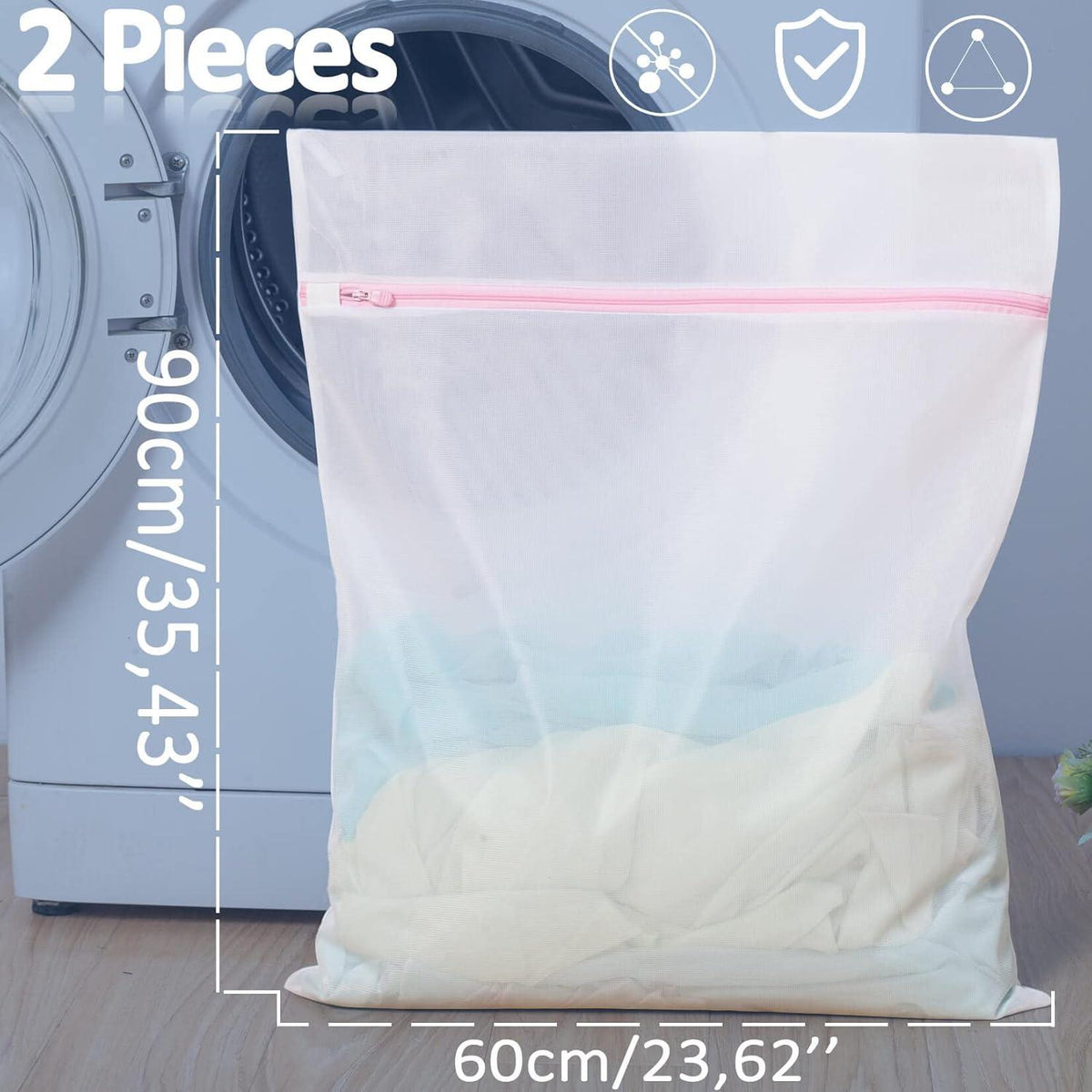 2er Set XXL Wäschenetz 60x90 cm für Waschmaschine