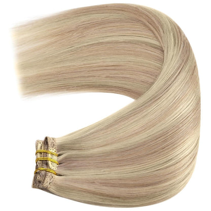 Blond Clip-in Echthaar Haarverlängerung 30cm 80g