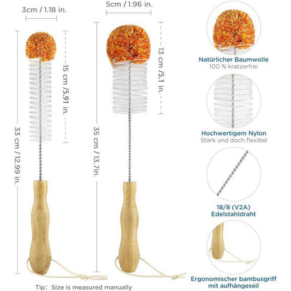 Flaschenbürsten Set 35cm+33cm kratzfrei für SodaStream, Vasen, Karaffen