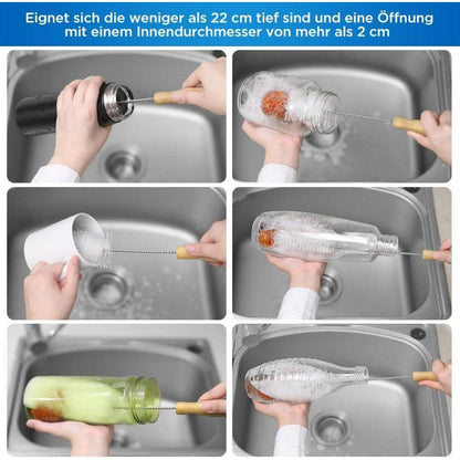 Flaschenbürsten Set 35cm+33cm kratzfrei für SodaStream, Vasen, Karaffen