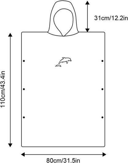 Mikrofaser Handtuch Poncho 110x80cm Quick Dry Badeponcho mit