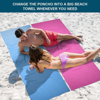 Handtuch Poncho 110x80cm Mikrofaser Surf Badeponcho Kapuze Blau
