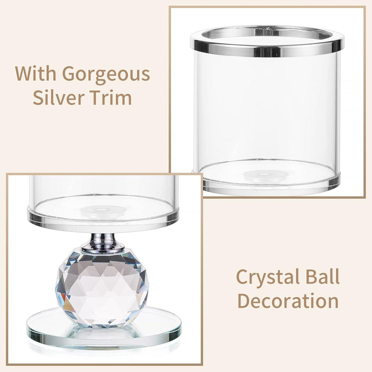 Kerzenständer Kristall Glas transparent modern Tisch Deko silber Klein