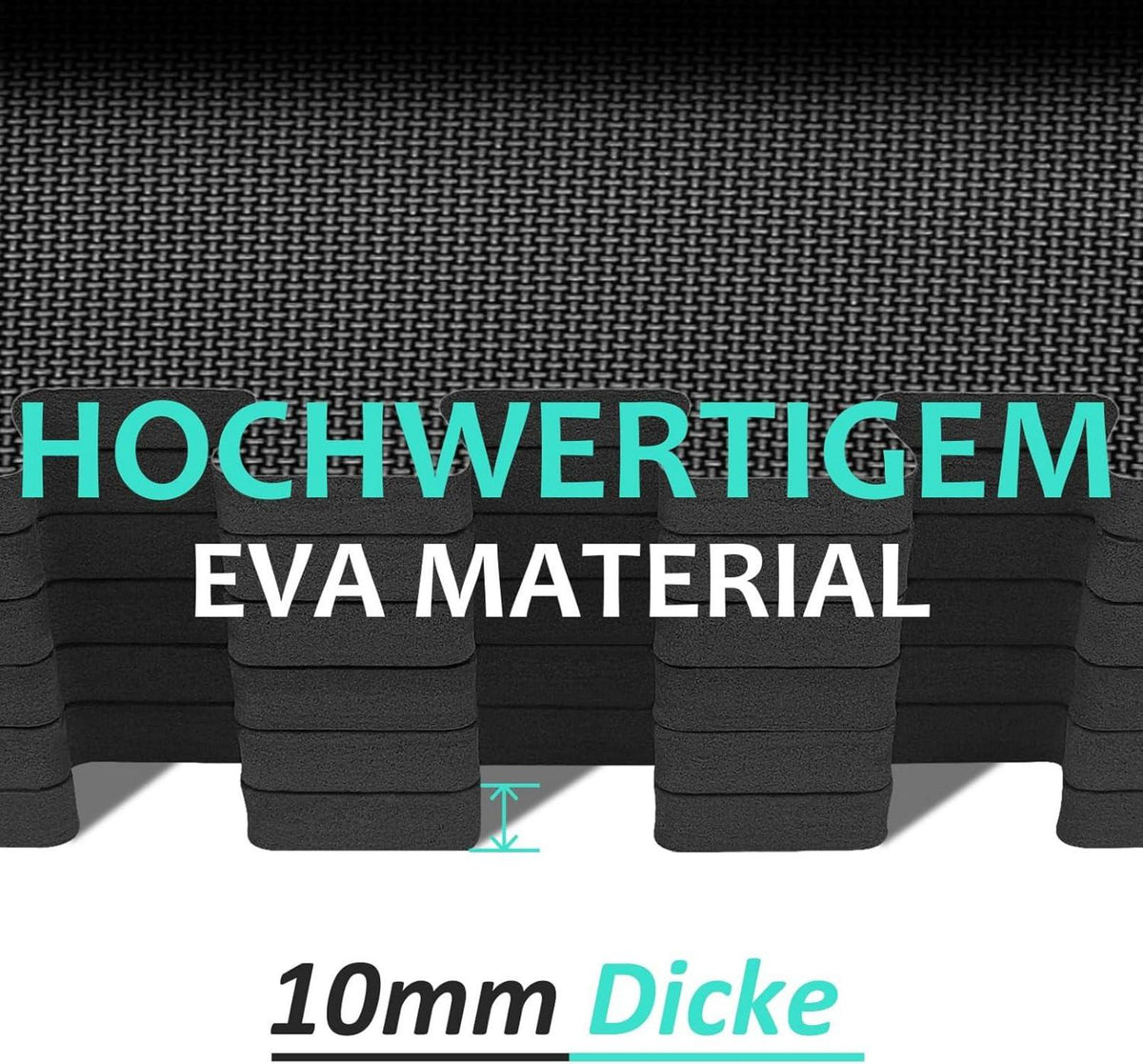 Bodenschutzmatte Fitness Set 48er Puzzlematte Eva Sportmatte, rutschfest, schwarz