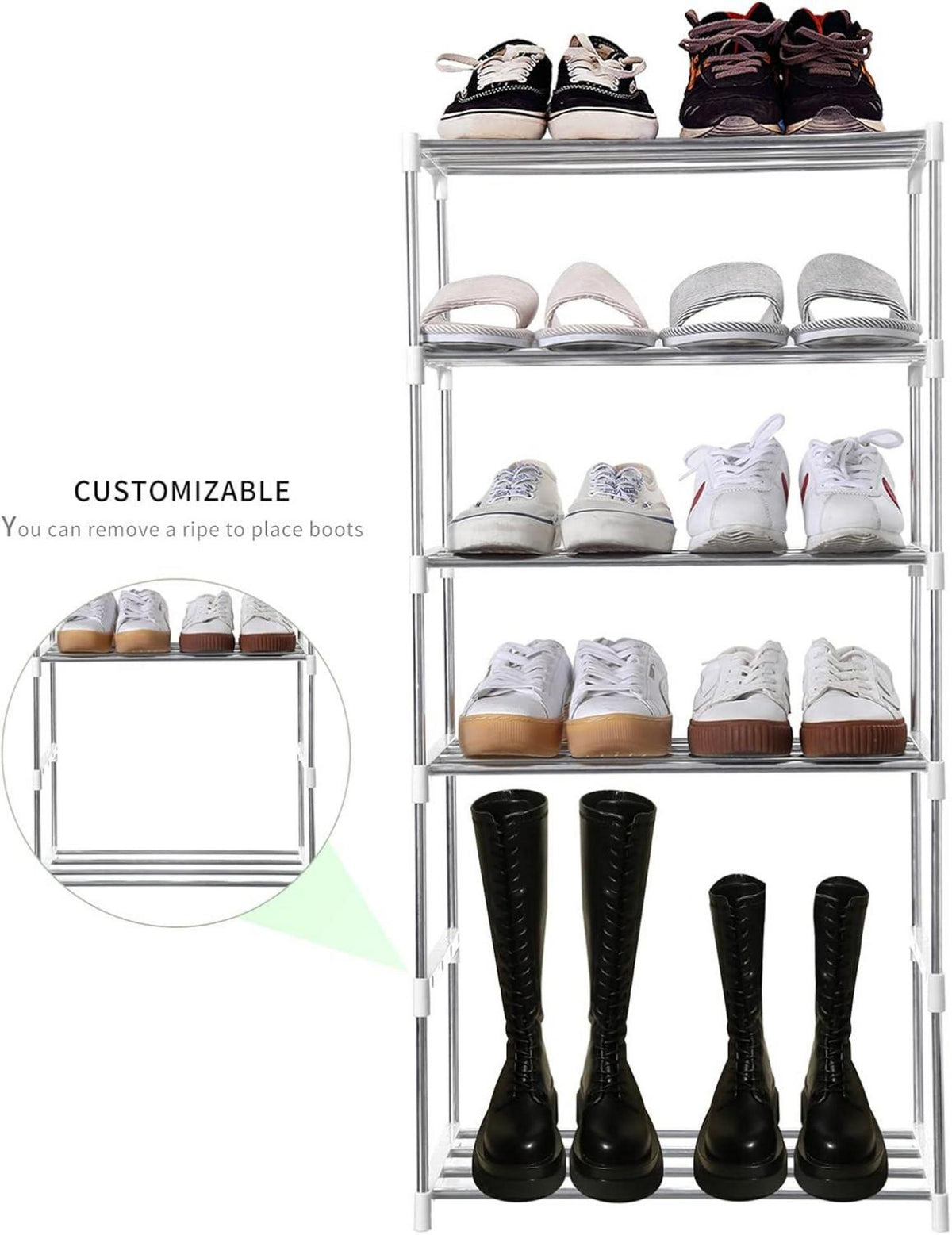 Stapelbares Schuhregal 4 Etagen Weiß 44x26x57.7cm Plastik