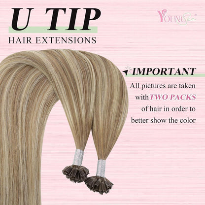 Echthaar Bonding Extensions Ombre Braun Blond 45cm