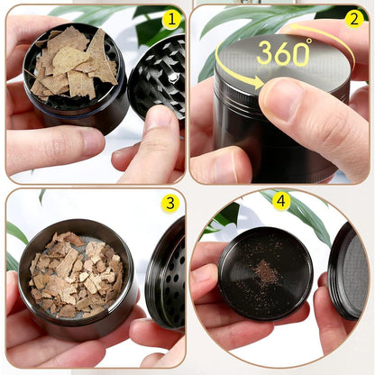 Kräutermühle aus Zinklegierung – 4-teilig für Gewürze & Kräuter