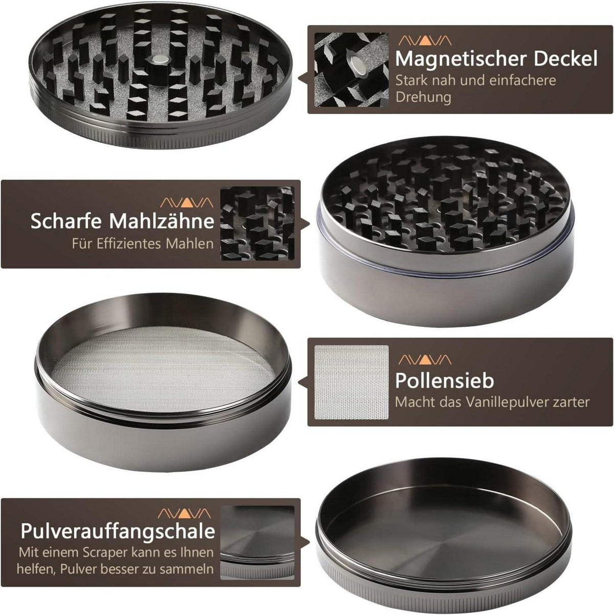 Pollen Grinder Kräutermühle für getrocknete Kräuter und Gewürze