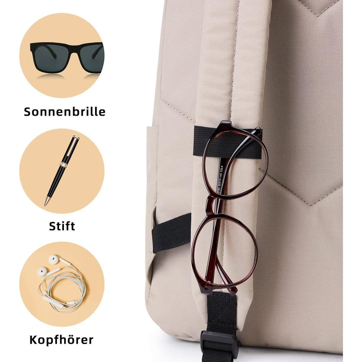 Tagesrucksack Khaki mit Laptopfach, wasserdicht