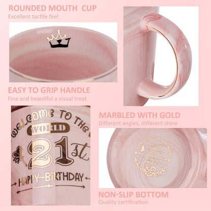 Rose Gold 21st Birthday Tasse in Geschenkbox