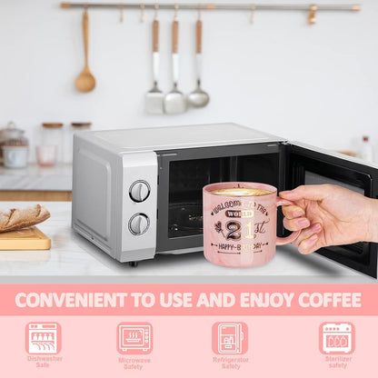 21. Geburtstag Geschenk 400ml Kaffeetasse Gold Rosa Geschenkbox - 21. Jahre