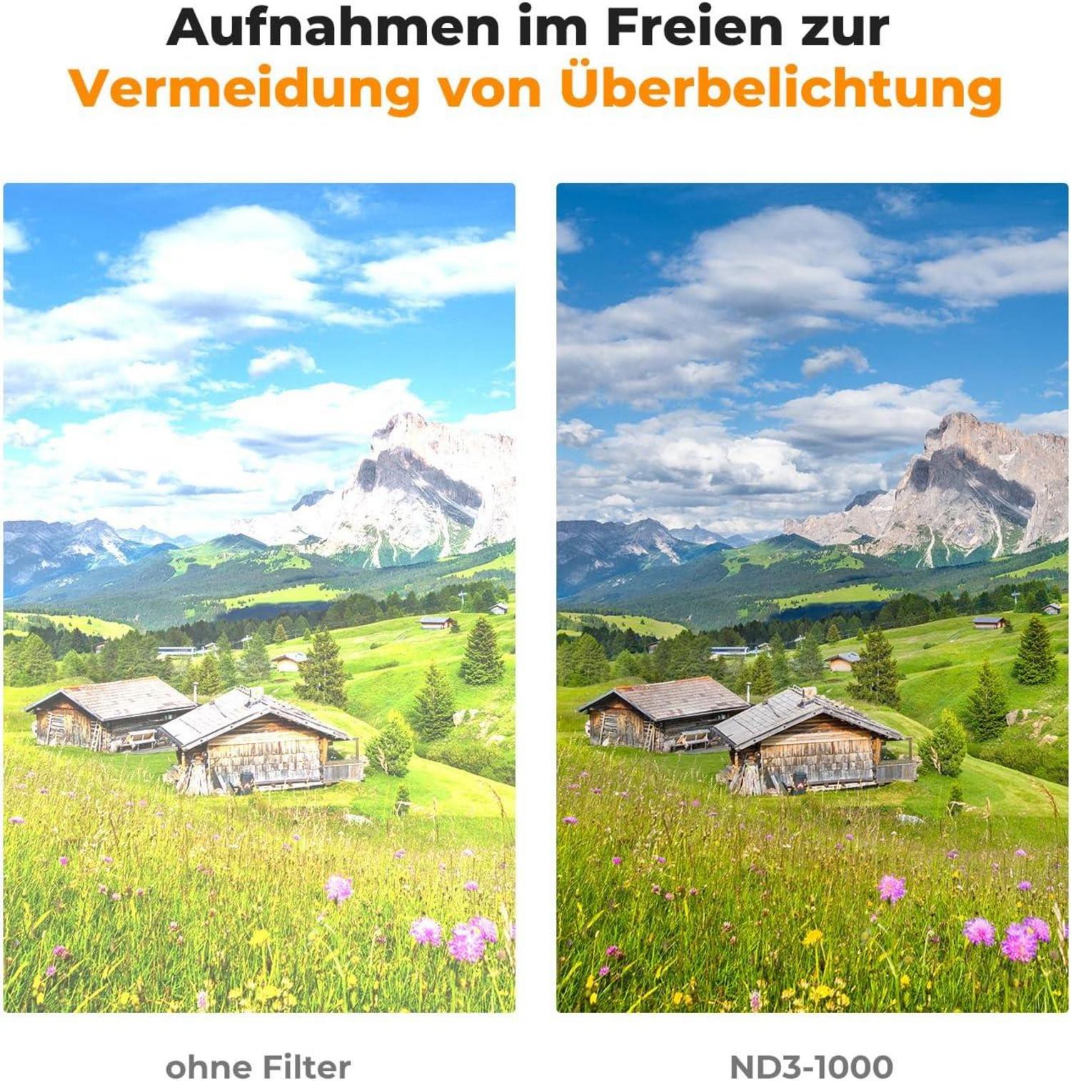 Variabler ND Filter ND3-ND1000 77mm Graufilter 360 Grad