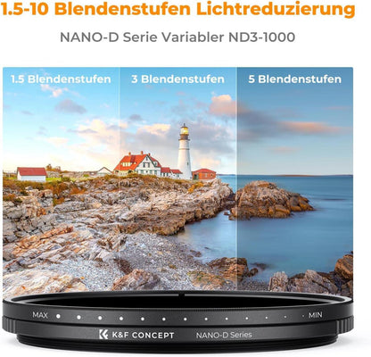 K&F Concept Variabler ND Filter ND3-1000 55mm Graufilter