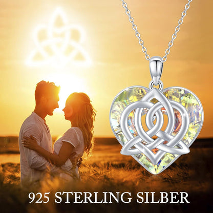 925 Sterling Silber Herz Kette Kristall Anhänger Geburtsstein für Mama Tochter