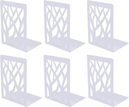 3er Set Metall Buchstützen Weiß - Bücher Halter Regal Bookends