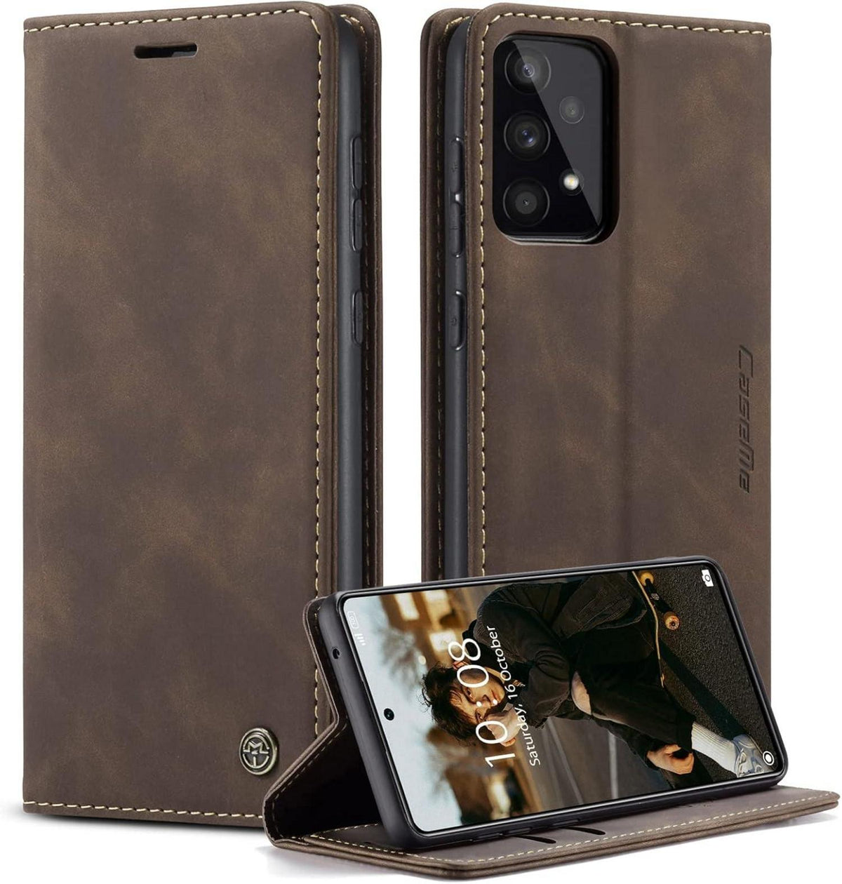 Handyhülle Samsung Galaxy A53 5G Leder Flip Case Kaffee