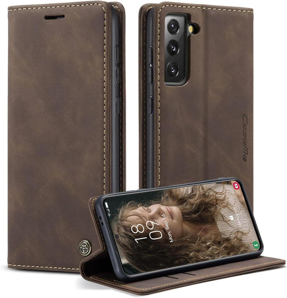 Handyhülle Samsung Galaxy S21 5G Premium Leder Flip Case Magnet