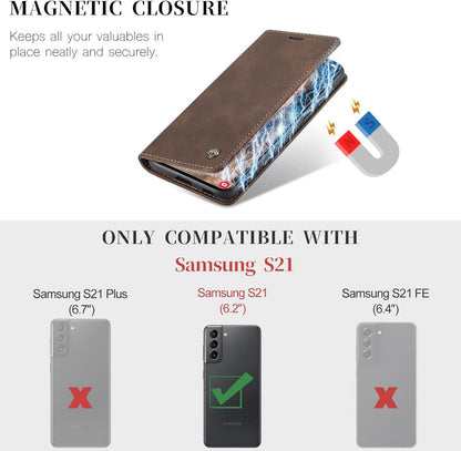 Samsung Galaxy S21 5G CaseMe Leder Klapphülle Kaffee