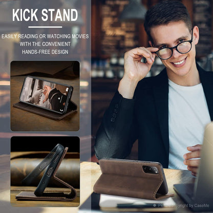 Samsung Galaxy S20 FE 5G/4G CaseMe Lederhülle Flip Stand Kartenfach Kaffee