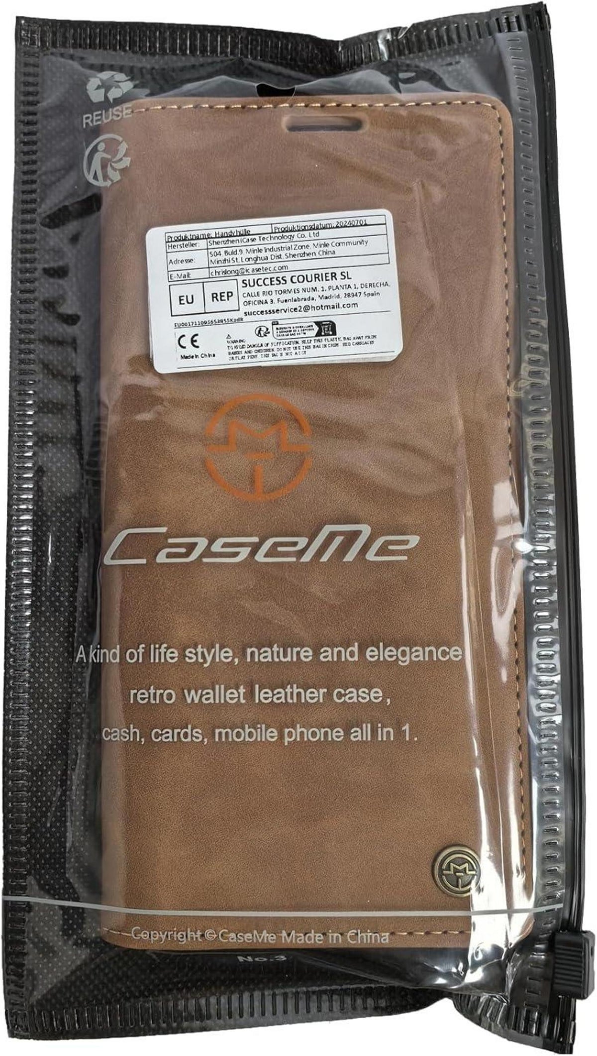 CaseMe Samsung Galaxy S20 FE 5G/4G Hülle Premium Leder Braun