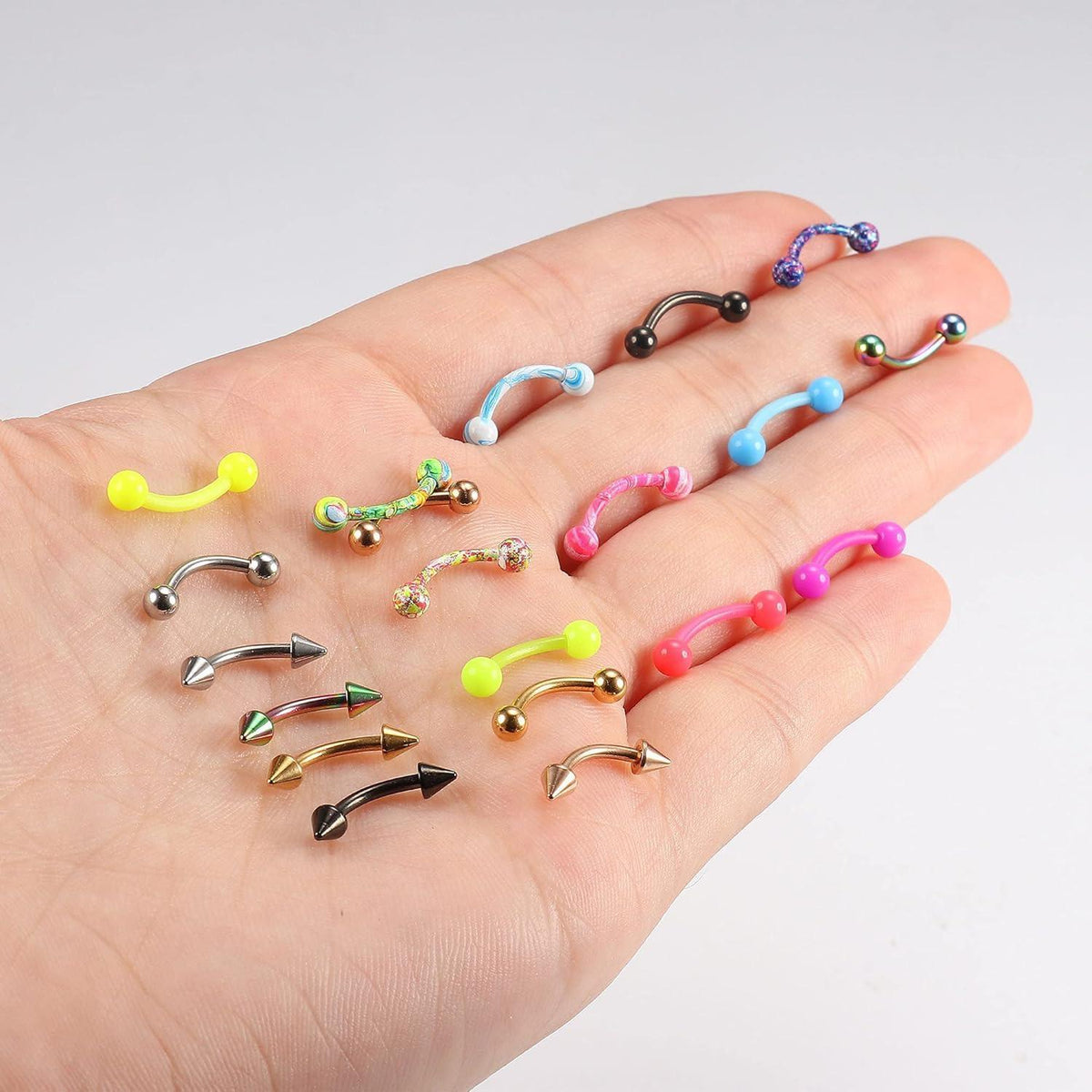 Edelstahl Piercing Set 20-teilig für Augenbrauen, Lippe, Helix