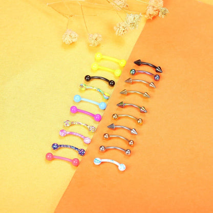 Edelstahl Piercing Set 20-teilig für Augenbrauen, Lippe, Helix
