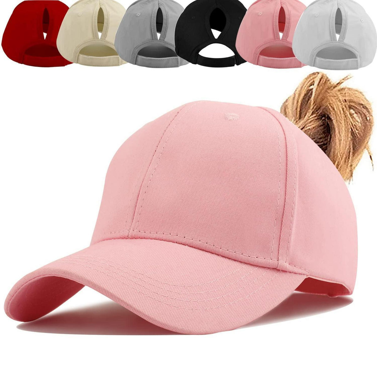 Pferdeschwanz Baseball Cap Damen & Herren Einstellbar Rosa