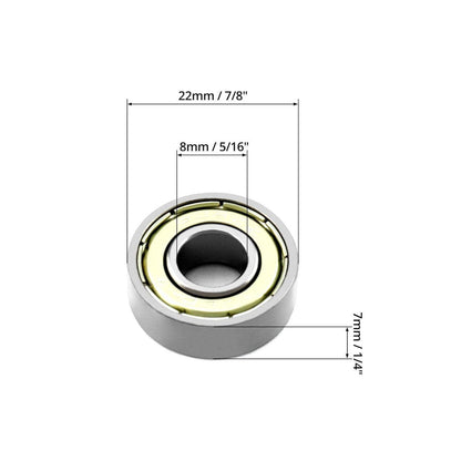 20x 608zz Kugellager Metall Double Shielded 8mm x 22mm x 7mm
