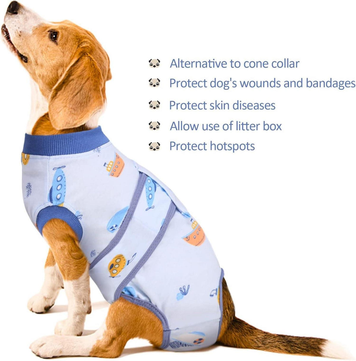 Hundebody nach Op Kastration atmungsaktiv Leckschutz L-XL Blau