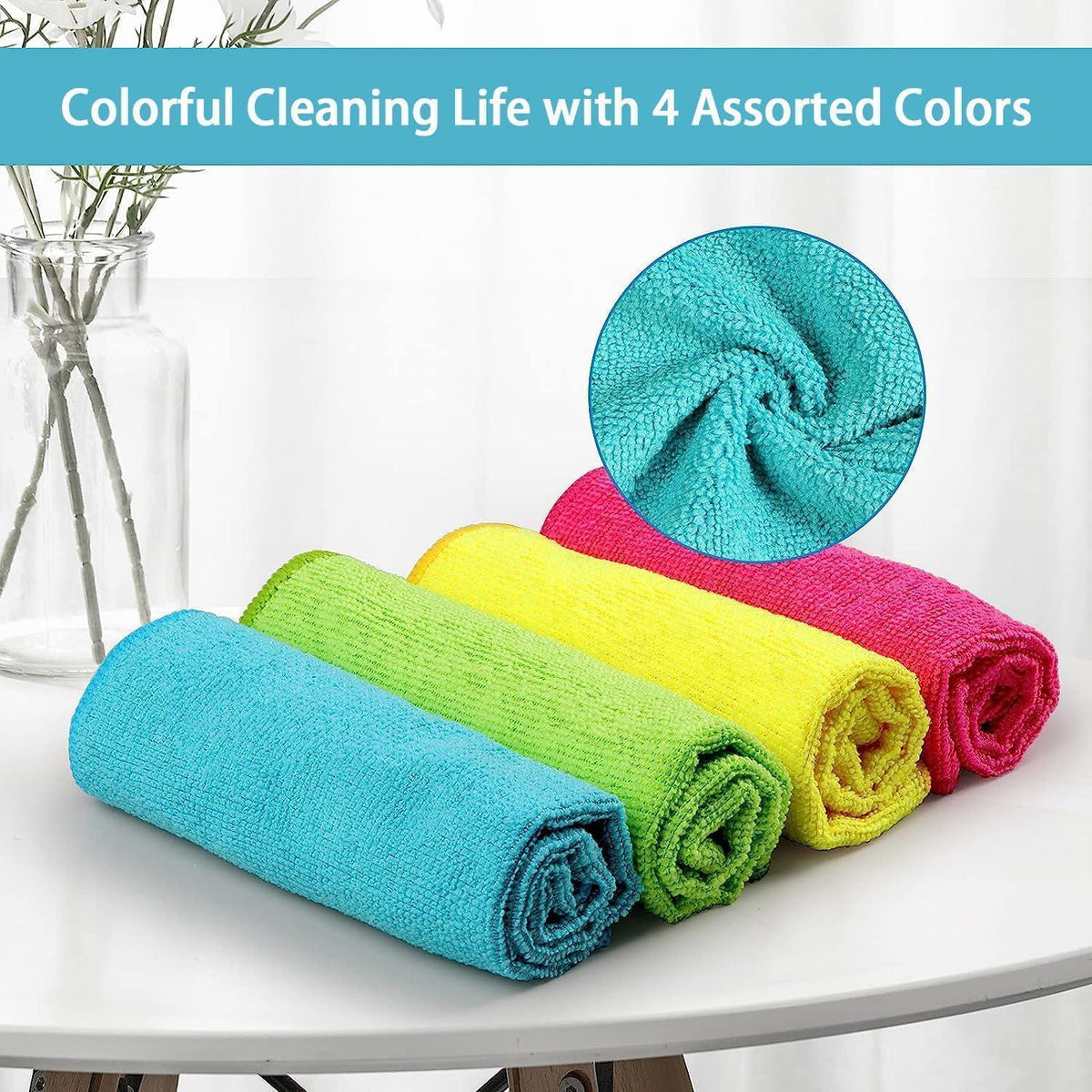 100 Microfasertücher Multicolor – Reinigungstücher für Küche & Auto