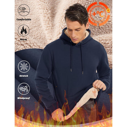Herren Sherpa Hoodie – Warm & Winddicht – Dunkelblau XL