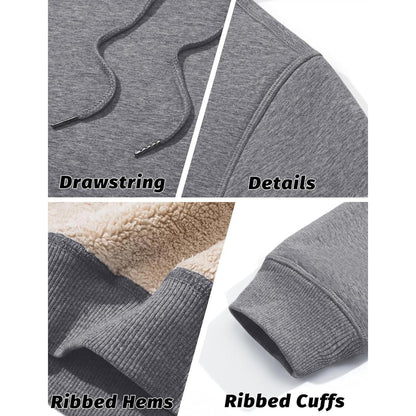 Herren Sherpa Hoodie mit Kängurutasche - Hellgrau