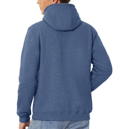Herren Sherpa Hoodie, warm gefüttert, Kängurutasche, L Blaugrau