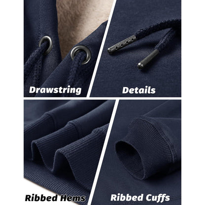 Herren Sherpa Hoodie Dunkelblau S Winddicht Warm