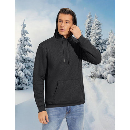 Herren Sherpa Hoodie mit Kängurutasche - Dunkelgrau XL