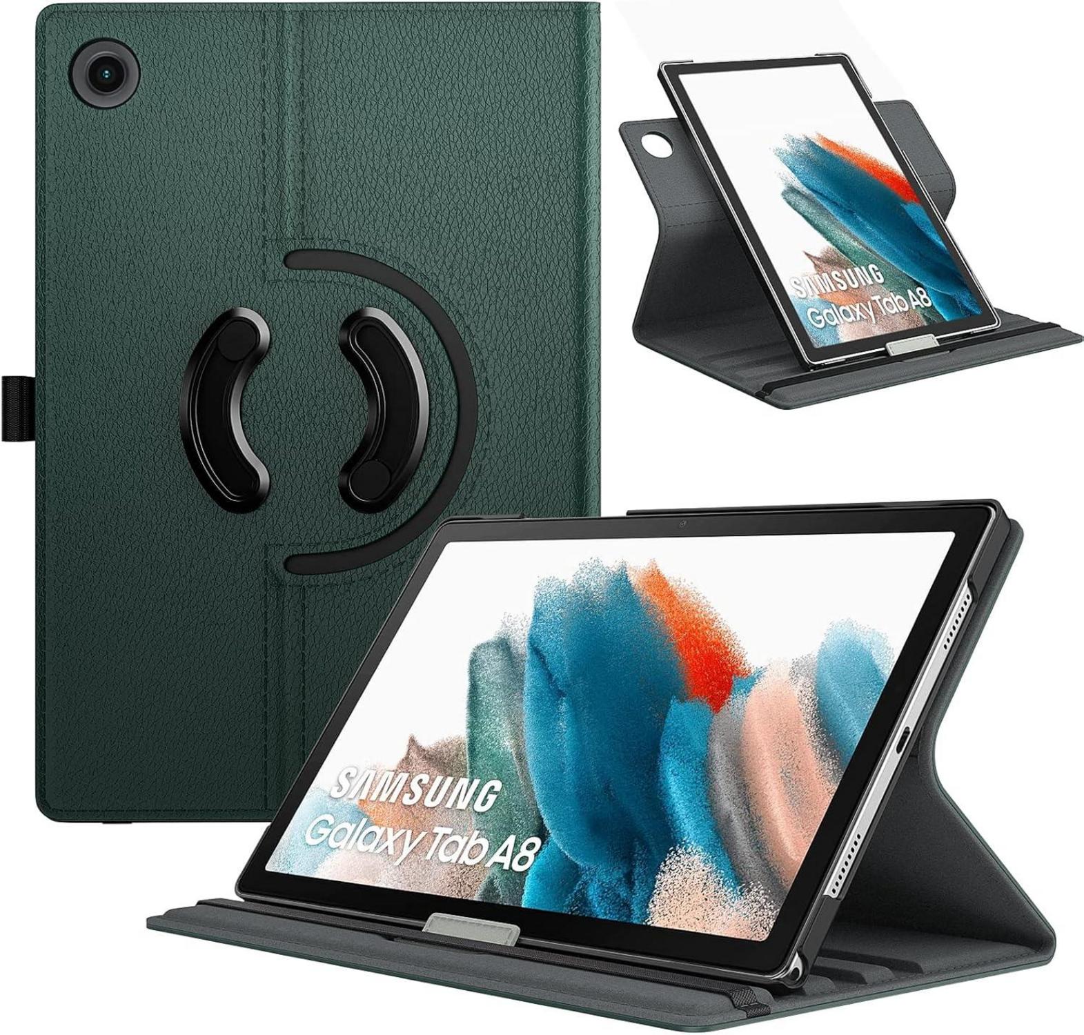 TiMOVO Galaxy Tab A8 Hülle 10,5 Zoll PU Leder 90° Drehbar Nachtgrün