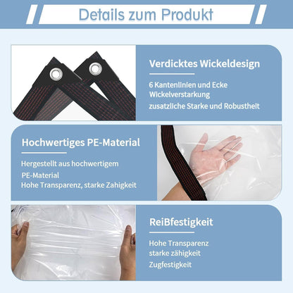 Transparente Abdeckplane 3x6m wasserdicht mit Ösen