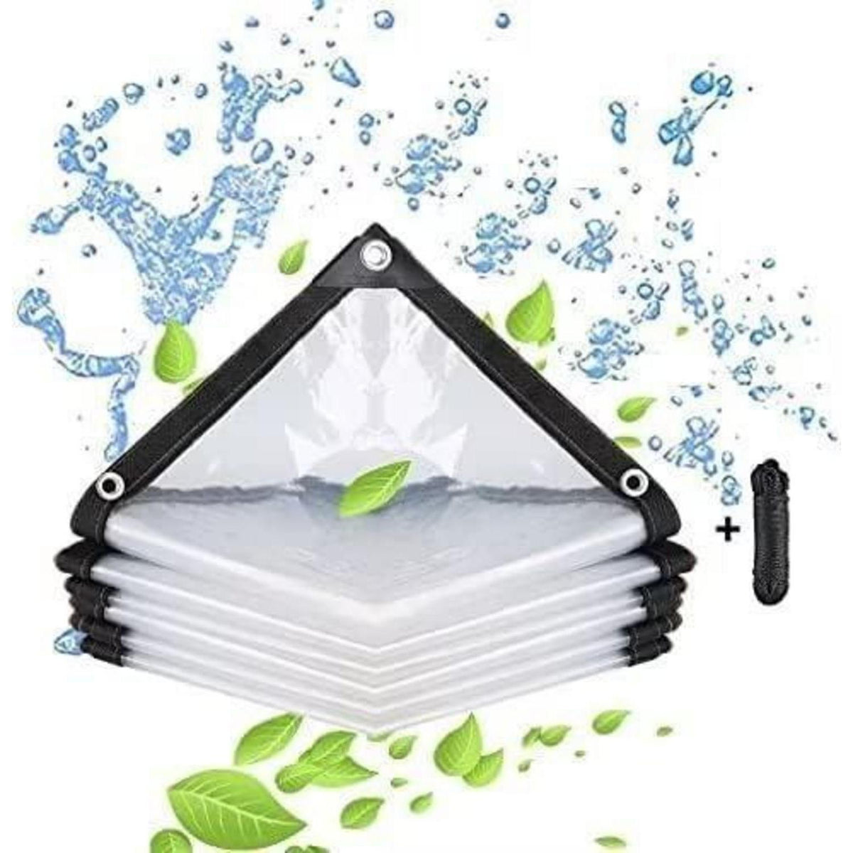 Transparente Abdeckplane 2x5m mit Ösen, wasserdicht & reißfest