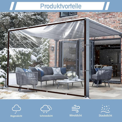 Transparente Abdeckplane 2x5m mit Ösen, wasserdicht & reißfest