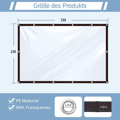 Transparente Abdeckplane 2x5m mit Ösen, wasserdicht & reißfest
